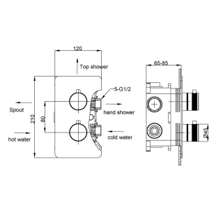 Встраиваемый смеситель для душа Boheme Cell 134-3-BRB 3-х проходной термостатический брашированная бронза